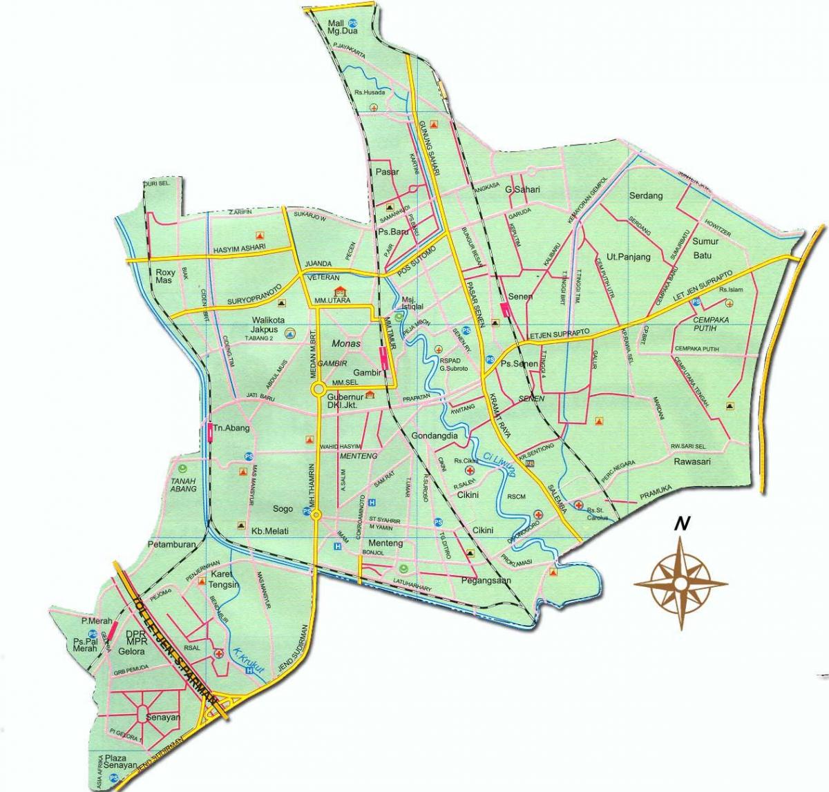 map of  Jakarta pusat